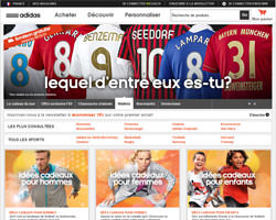 Page d'accueil de Adidas