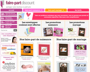 Page d'accueil de Faire-part discount