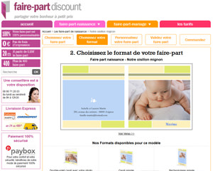 Une fiche produit de Faire-part discount