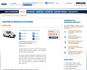 Une fiche produit de FordRent