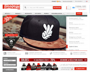 Page d'accueil de La Boutique Officielle