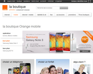 Page d'accueil de Orange Mobile