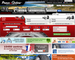 Page d'accueil de Pneus Online