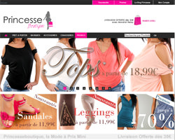 Page d'accueil de Princesse boutique