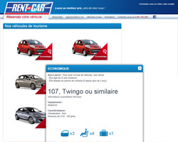 Une fiche produit de Rent A Car