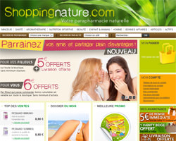 Page d'accueil de Shopping nature