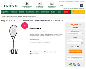 Une fiche produit de Tennis.fr