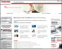 Page d'accueil de Toshiba