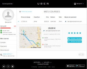 Une fiche produit de Uber