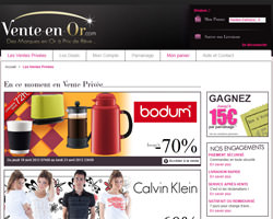 Page d'accueil de Vente en or