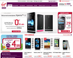 Page d'accueil de Virgin Mobile