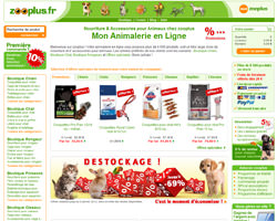 Page d'accueil de Zooplus